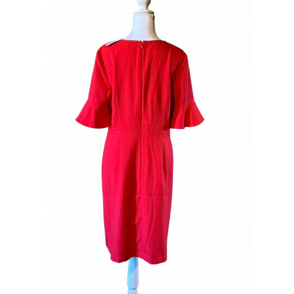 NWT LOFT Red Flutter Sleeve Dress Size 12 Work Wedding Cocktail - Picture 2 of 4